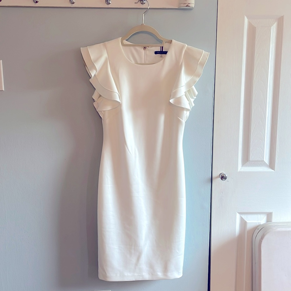 White Tommy Hilfiger Dress with Ruffle Sleeves